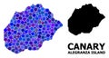 Blue Round Dot Mosaic Map of Alegranza Island Royalty Free Stock Photo