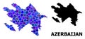 Blue Round Dot Mosaic Map of Azerbaijan