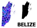 Blue Round Dot Mosaic Map of Belize