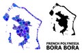 Blue Round Dot Mosaic Map of Bora-Bora