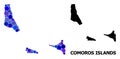 Blue Round Dot Mosaic Map of Comoros Islands