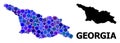 Blue Round Dot Mosaic Map of Georgia Royalty Free Stock Photo