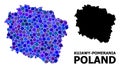 Blue Round Dot Mosaic Map of Kujawy-Pomerania Province