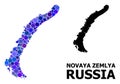Blue Round Dot Mosaic Map of Novaya Zemlya Islands