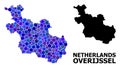 Blue Round Dot Mosaic Map of Overijssel Province