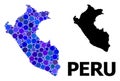 Blue Round Dot Mosaic Map of Peru