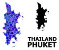 Blue Round Dot Mosaic Map of Phuket