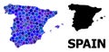 Blue Round Dot Mosaic Map of Spain Royalty Free Stock Photo