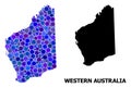 Blue Round Dot Mosaic Map of Western Australia Royalty Free Stock Photo