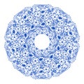 blue round floral gzhel decoration