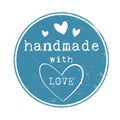 blue round grungy HANDMADE WITH LOVE label