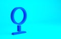 Blue Round makeup mirror icon isolated on blue background. Minimalism concept. 3d illustration 3D render Royalty Free Stock Photo