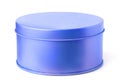 Blue round metal box