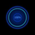Blue round progress circle. Download sign. Load system