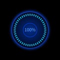 Blue round progress circle. Download sign. Load system