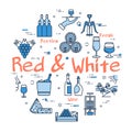 Blue round Red and White Wine concept Royalty Free Stock Photo