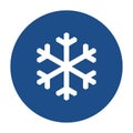 Blue round snowflake icon, button isolated on a white background. Royalty Free Stock Photo