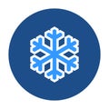Blue round snowflake icon, button isolated on a white background. Royalty Free Stock Photo
