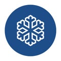 Blue round snowflake outline icon, button isolated on a white background. Royalty Free Stock Photo