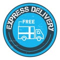 Blue round stamp with Express delivery. Royalty Free Stock Photo