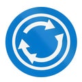 Blue roundabout road sign with white arrows isolated Royalty Free Stock Photo