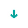 Blue rounded cartoon arrow down. flat icon. Download sign.