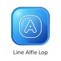 Blue rounded square app icon with white circle containing a white triangle and text Line Alfie Lop Royalty Free Stock Photo