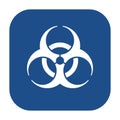 Blue rounded square biological hazard icon, button. Royalty Free Stock Photo