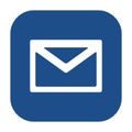 Blue rounded square envelope icon, button.