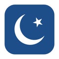 Blue rounded square national emblem of the Islamic Republic of Pakistan icon, button.