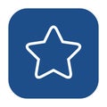 Blue rounded square star outline icon, button.