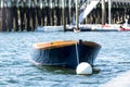 Blue row boat moored in Bar Harbor Maine, USA Royalty Free Stock Photo