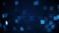 Blue rows of abstract symbols and squares blurred lights Royalty Free Stock Photo