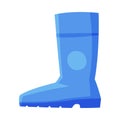 Blue Rubber Boot, Side View Flat Style Vector Illustration on White Background Royalty Free Stock Photo