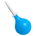 Blue rubber enema with a white plastic tip