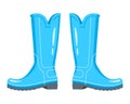 blue rubber galoshes against water.