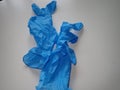 Blue rubber gloves protecting hands