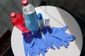 Blue rubber gloves and protection supplys 3