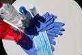 Blue rubber gloves and protection supplys 2