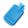 Blue rubber hot water bottle isolated on white, top view Royalty Free Stock Photo