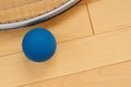 Blue Rubber Racquetball and Racquet Royalty Free Stock Photo