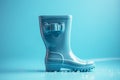 Blue rubber rain boot. Generative AI