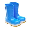 Blue rubber rain boots isolated on white background