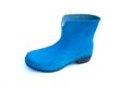 blue rubber waterproof boots on white background