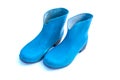 blue rubber waterproof boots on white background