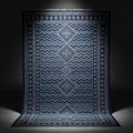 Blue rug w white geometric pattern illuminated from abovebelow Royalty Free Stock Photo