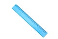 Blue ruler on a white background