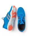 Blue running shoes on white background Royalty Free Stock Photo