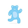 Blue Running Teddy Bear Vector Illustration Isolated on White