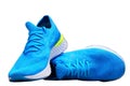 Blue runnung or sport shoes on isolated white background